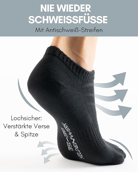 Heroic 10 paires de chaussettes de sport premium pour hommes et femmes - Ensemble de chaussettes courtes en coton peigné - Taille 47-50