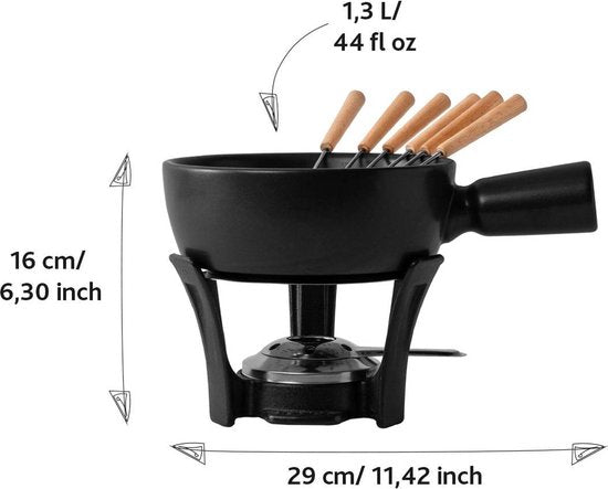Set à fondue au fromage Boska - 1.3 L - Pour fondue au fromage de 875g - Noir