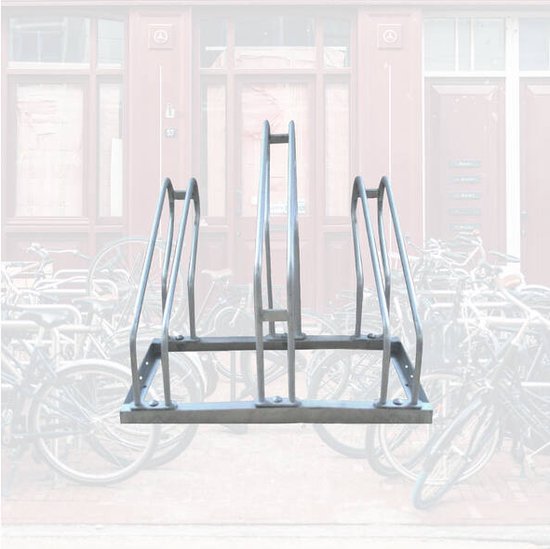 BRASQ Porte-vélos pour 3 vélos - Support à vélos - Porte-vélos - Support à vélos au sol, matériel de fixation inclus - Argent