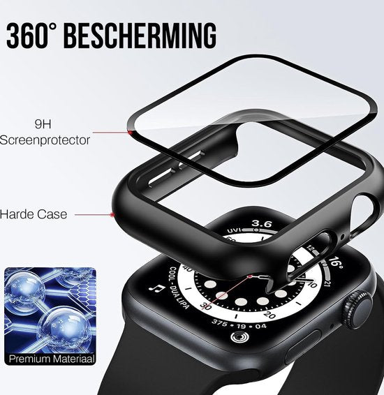 Coque pour Apple Watch Series 4 / 5 / 6 / SE - 40 mm Screen Protector - 2 Pieces - Full Cover Hard Case - Black