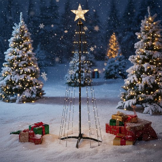 Décoration de Noël extérieure LED 210 cm avec 370 LED blanc chaud