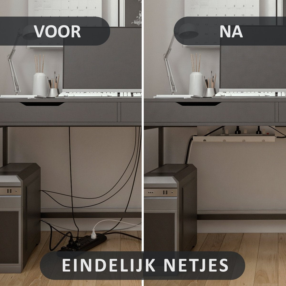 Stilemo Cable Tray Desk - Support de câbles 43 CM - Organisateur de câbles 5 KG de capacité de charge - Blanc