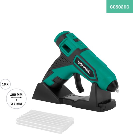 VONROC batterie pistolet à colle 4V - 1.5Ah - Inclus 8 cartouches de colle Ø7x100mm
