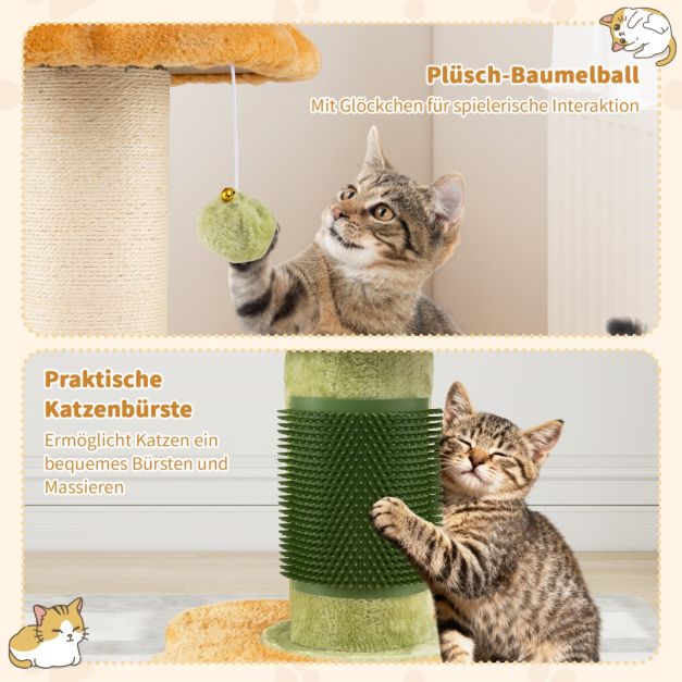 Arbre à chat Coast Flower - Petit griffoir avec siège en peluche 40 x 40 x 69 cm - Jaune