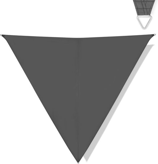 VONROC Premium Toile d'ombrage - Triangle - ∆ 360 cm - Hydrofuge - Gris - Sac de rangement et cordon de fixation inclus