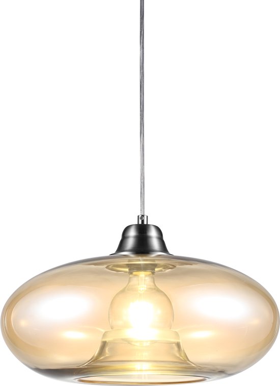 Globo - lampe suspendue - LILLE - ambre - verre - Ø 40cm - E27 - 30040123