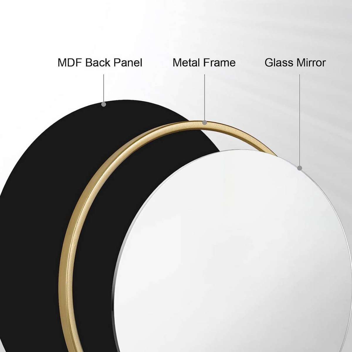 Miroir mural rond WOLTU doré – Miroir moderne avec cadre métallique – Ø 40 x 2 cm