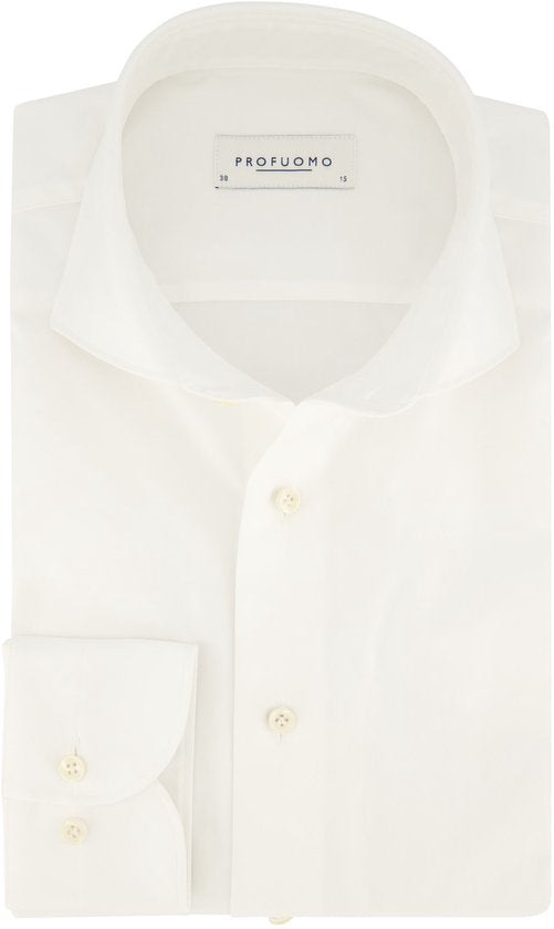 Chemise homme slim fit Profuomo - sergé - blanc - Repassage facile - Taille : 39