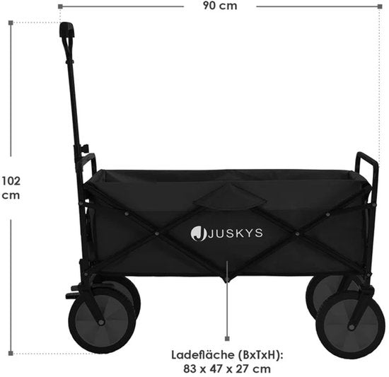 Chariot / Charrette à bras / Chariot de transport - Pliable - Max. 100kg - Noir