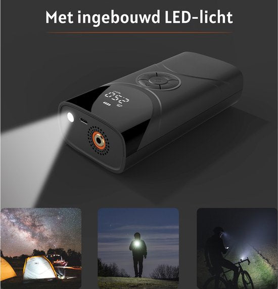 Compresseur d'air portable - pompe à vélo électrique - pompe à pneu pour voiture, moto, vélo, ballon, lit gonflable - Puissance : 6 000 mAh