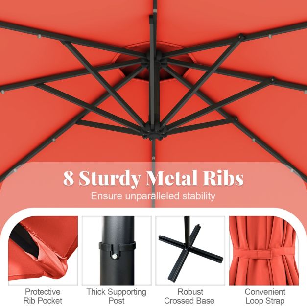 Coast 300 cm parasol orange avec télécommande - solaire - 32 LEDs