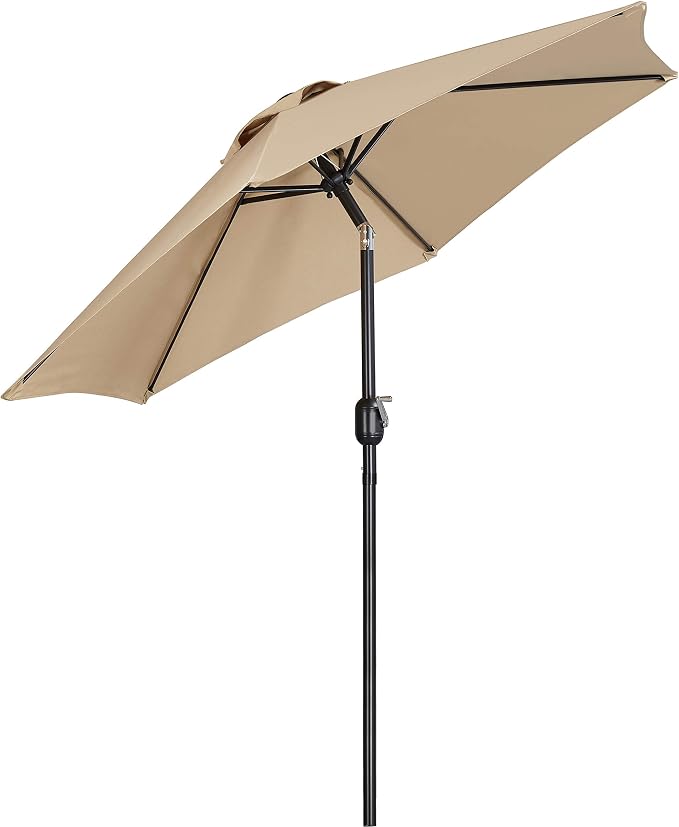 Parasol Yaheetech Ø 230 cm - Hydrofuge - Parasol de jardin inclinable avec mécanisme à manivelle