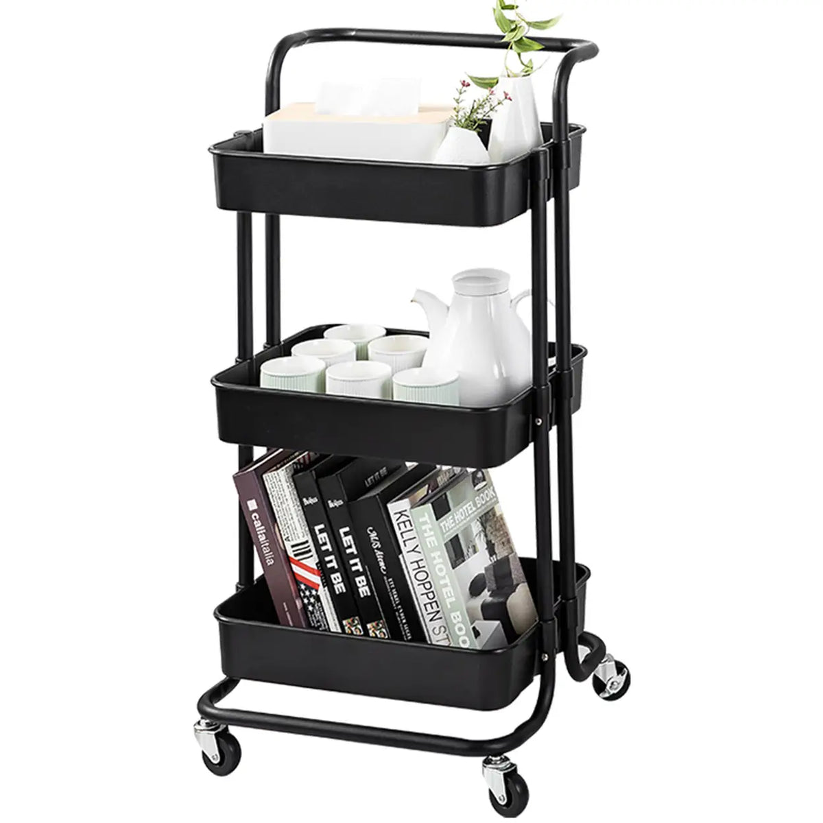 Étagère de rangement Maxcook à 3 niveaux - Étagère de cuisine - Noir