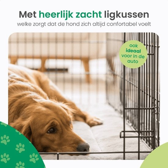 Cage Pliable pour Chiens - Gopets - Taille L - Avec Coussin - 2 Portes - 91 x 57 x 64 cm