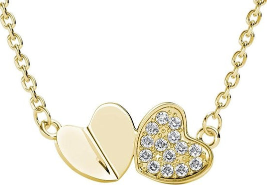 Yolora Collier femme avec pendentif - Coeurs - Cristaux Kalpa Camaka - Couleur or - Plaqué or jaune 18K - Collier femme or - Bijoux - Collier - Boîte cadeau de luxe - Boîte cadeau - Emballage cadeau - Magnifique emballage cadeau