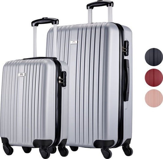 Slazenger Case Set 2 Piece - Hand Luggage Trolley 26L et Spacious Luggage Case 71L - Silver