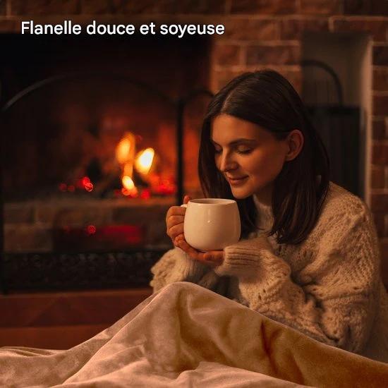 Couverture électrique Auronic - Couverture chauffante - 9 niveaux de chaleur - 2 personnes - 200x150 - Marron clair