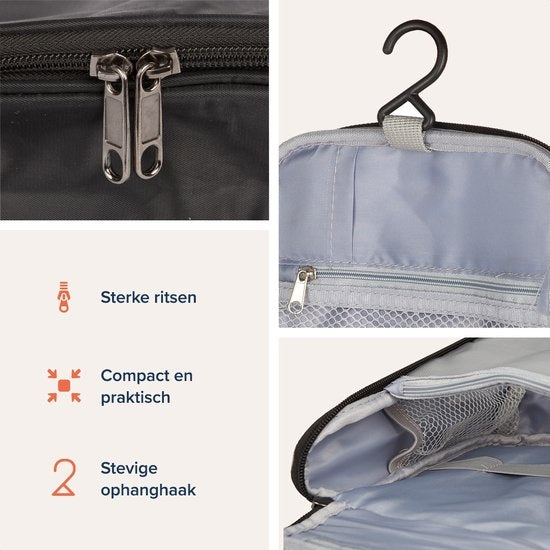 TRVLMORE Trousse de toilette voyage - trousse de maquillage - Suspension avec crochet - Unisexe - Noir