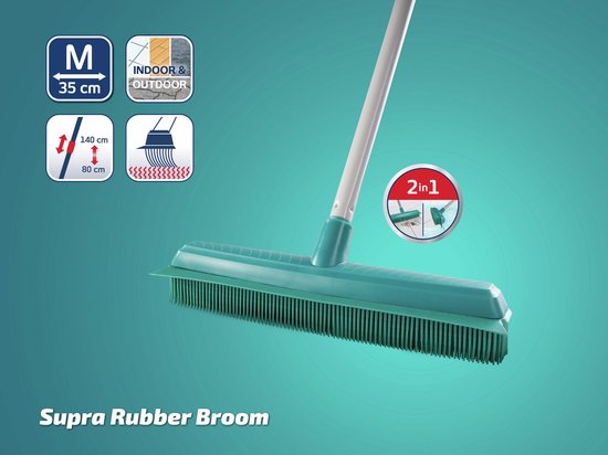 Balai Leifheit Classic Supra - balai en caoutchouc avec manche télescopique - longueur du manche : 80-140 cm - largeur de balayage : 35 cm