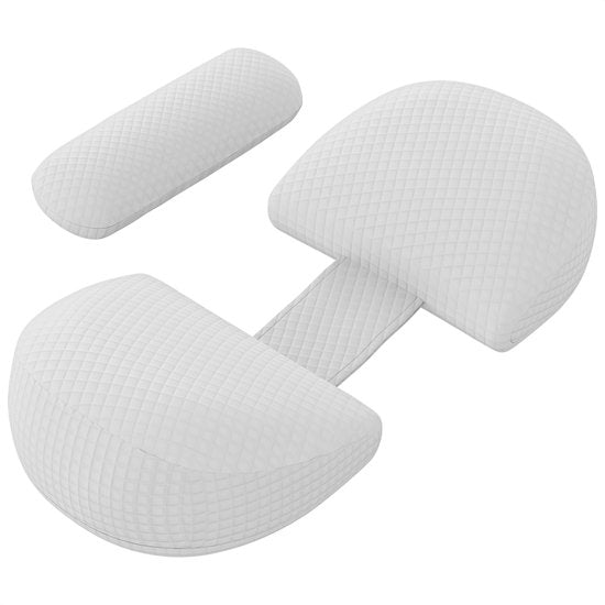 Avalo Oreiller de grossesse W-Shape - Mousse à mémoire de forme - Oreiller de sommeil latéral adultes - Cale réglable - Soutien de l'abdomen, du dos et des jambes - Oreiller d'allaitement - Oreiller de corps - Housse lavable