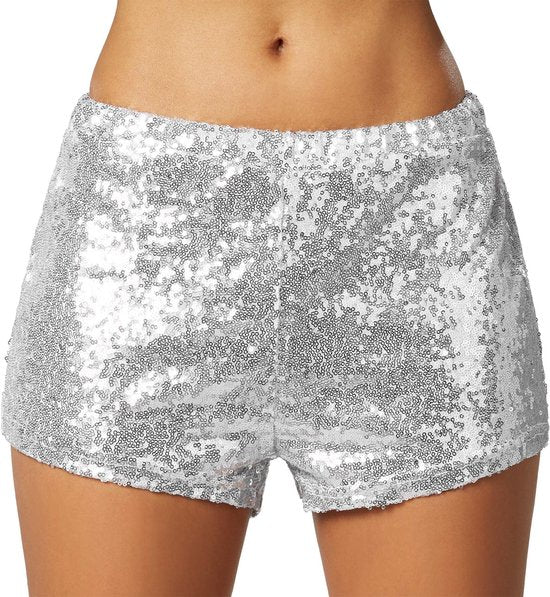 Dressforfun Short à paillettes argenté S - déguisement costume halloween déguisement fête carnaval déguisement - 303891