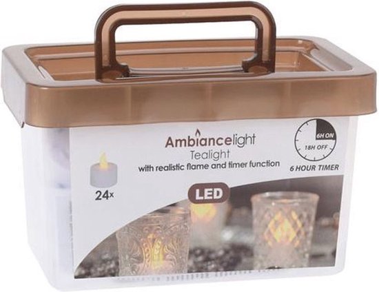 Bougies chauffe-plat LED - Boîte de 24 pièces - avec pile et minuterie