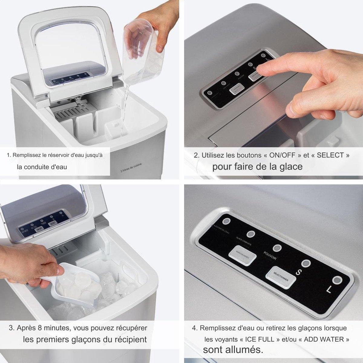 Machine à glaçons KitchenBrothers - 2 litres - 6-8 min. - Silver