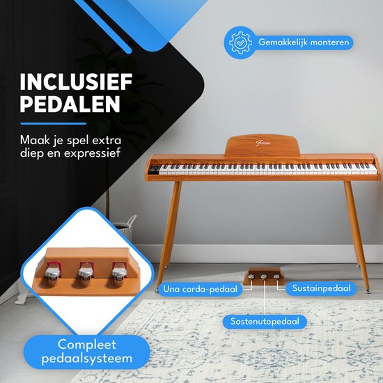 Finesse Digital Piano - 88 touches lestées - avec pédales et tabouret - Piano à clavier - Piano électrique - adulte et enfant