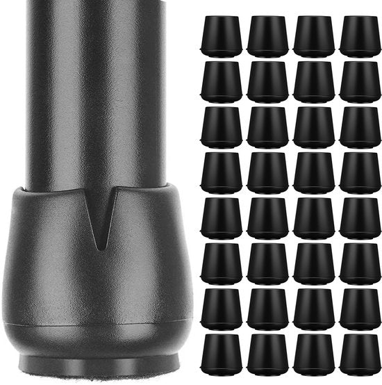 Protège-jambes de chaise - Chaussettes - Capuchons - 32 pièces - 12-16mm - Avec feutre anti-rayures - Noir - Luft