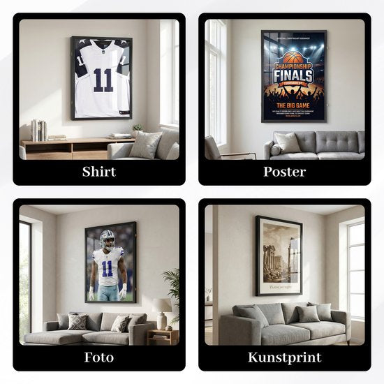 Cadre photo Bayt - Cadre photo - Encadrer un maillot de football - Cadre profond - 60x80cm - Cadre 3D - Noir