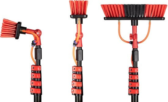 Brosse de lavage - Umuzi Cleaning - Brosse téléscopique 7 m - Manche extensible, angle réglable, distributeur de savon
