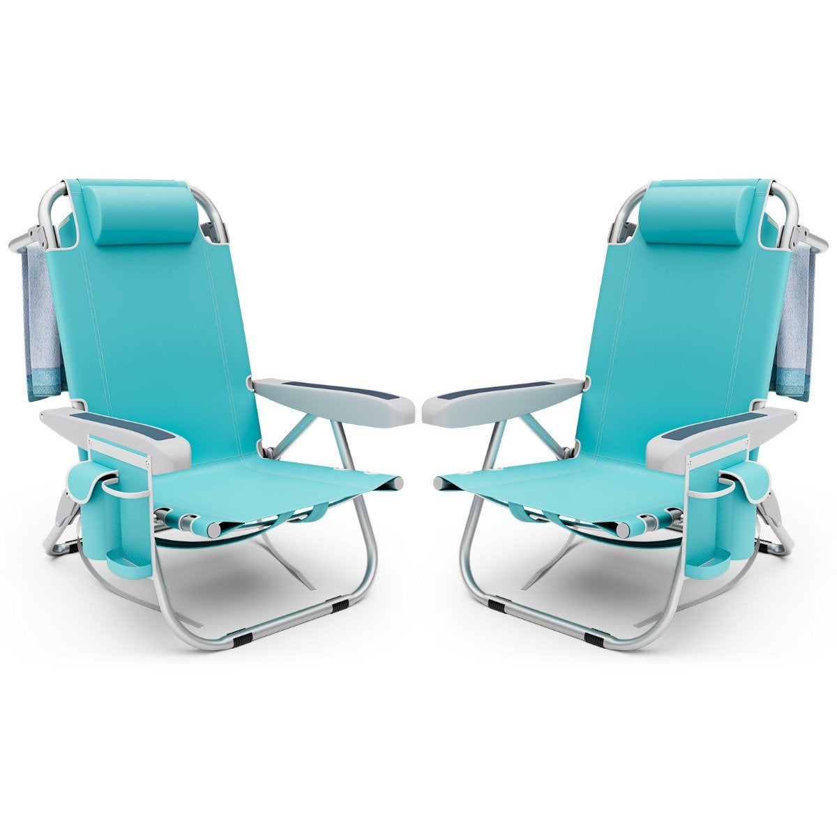 Chaise de plage Coast - 2 pièces - Pliable - Max. 150 kg - 66 x 65 x 78 cm - Bleu
