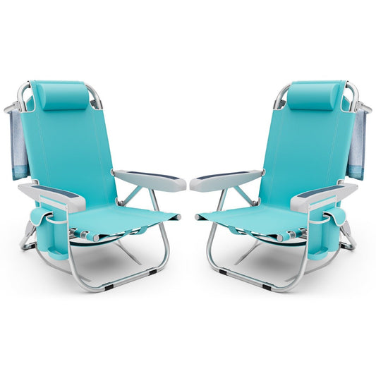 Chaise de plage Coast - 2 pièces - Pliable - Max. 150 kg - 66 x 65 x 78 cm - Bleu