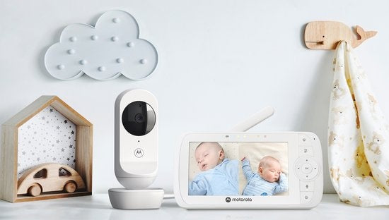 Motorola Babyphone avec écran divisé de 5 pouces et 2 caméras - Vision nocturne - Microphone intégré