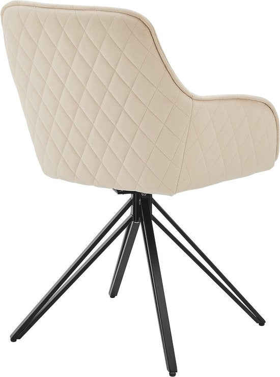 Chaise de salle à manger / Chaise pivotante / Chaise baquet Clyde - Beige - Base en métal