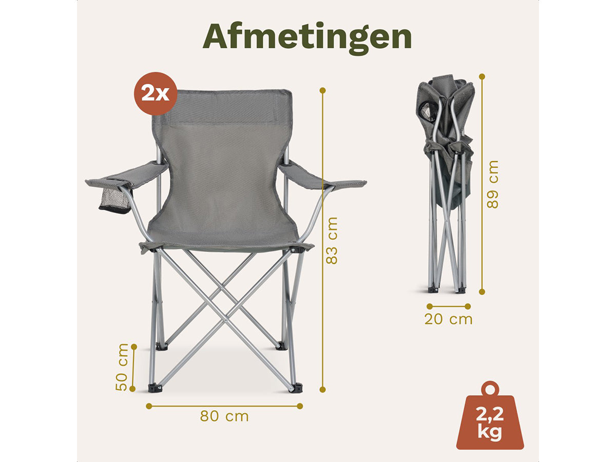 Trvlmore Chaises de camping Basic Lot de 2 - Noir - 2,2 kg par chaise - Capacité 120 kg