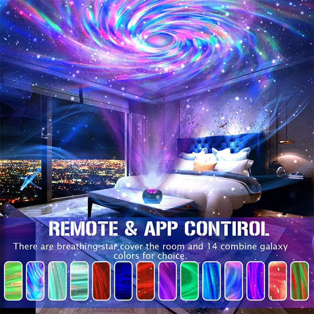 Projecteur M1 Galaxy Star - Veilleuse Aurora - Enceinte Bluetooth - 7 couleurs - Minuterie - Télécommande et application - Noir