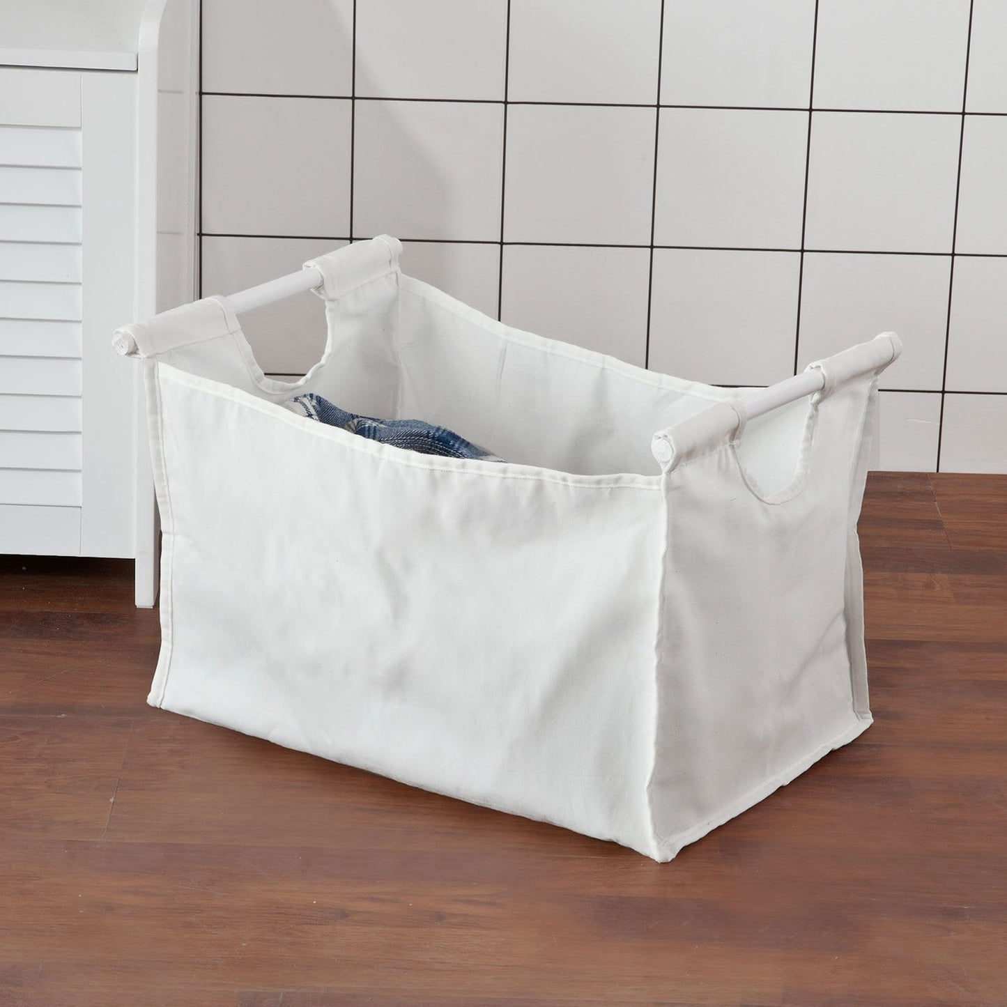SoBuy Panier à linge avec couvercle - 50 x 35 x53 cm - Blanc