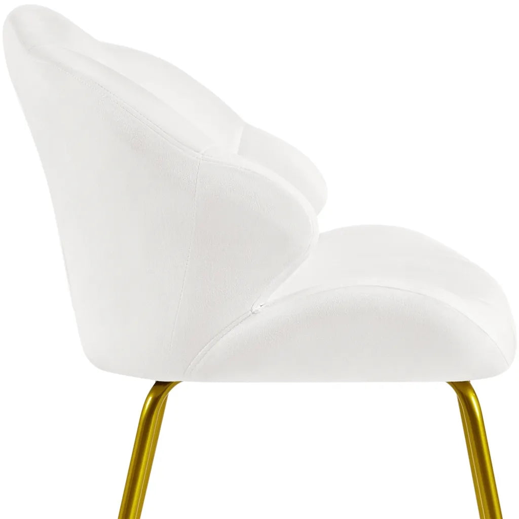 Chaise de salle à manger Yaheetech 56 x 57 x 78 cm - Blanche - Chaise rembourrée en forme de coquillage avec pieds en métal