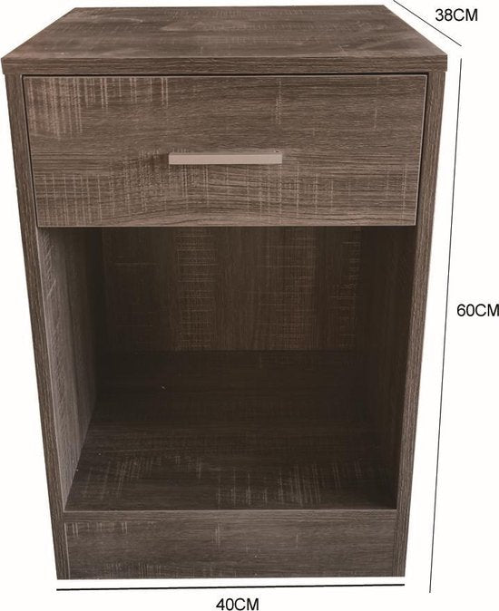 Table de chevet - meuble d'entrée - avec tiroir - 60 cm de haut - marron