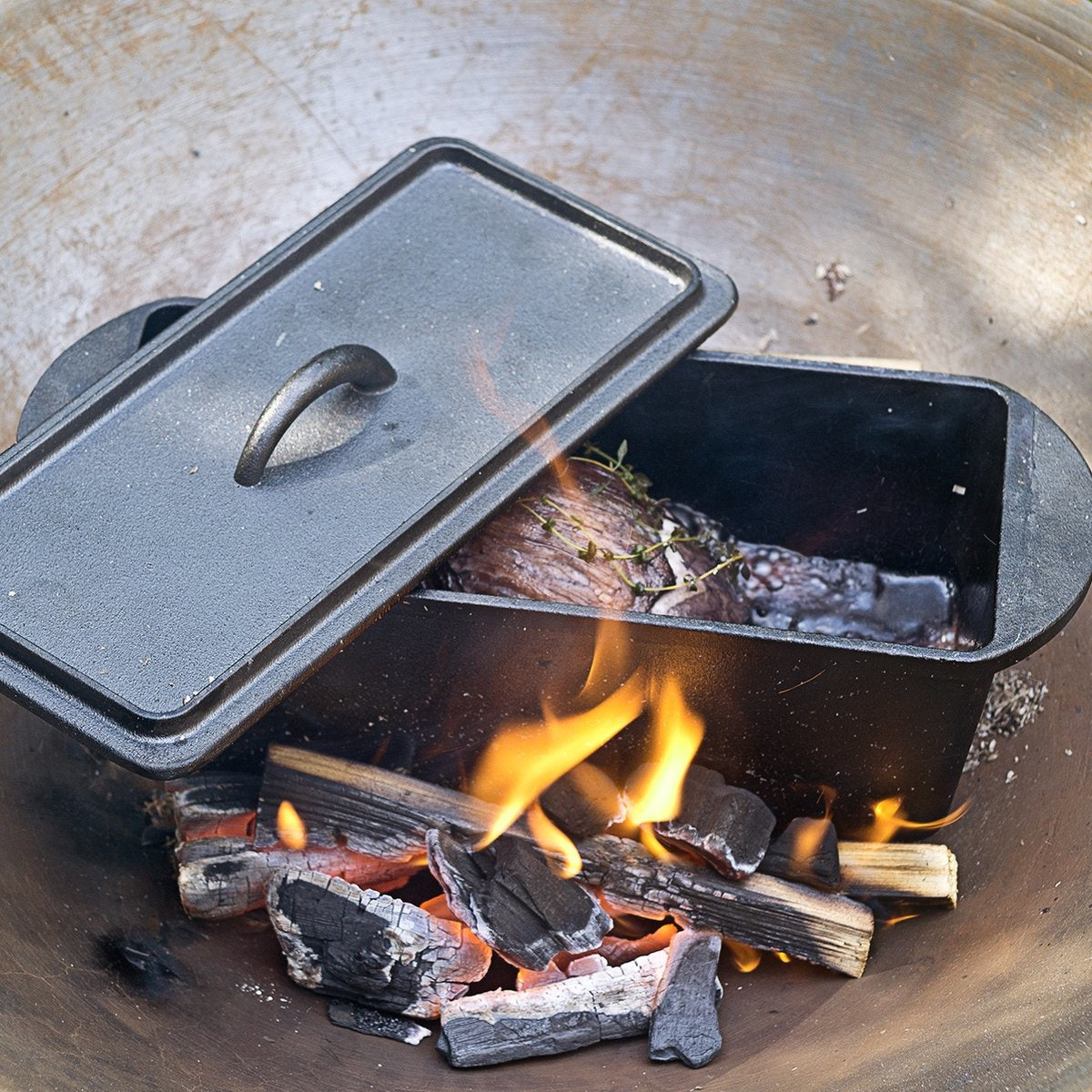 Chefarone Gietijzeren Broodvorm – Broodbakvorm – Bakvorm - Cakevorm Rechthoek - Ambacht Brood Bakken uit eigen Oven– Inclusief Deksel, Spatel en Rijsmand - 35 x 13,5 x 12,5 cm