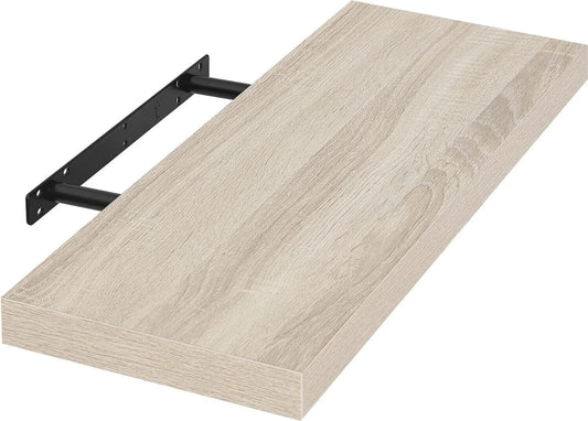 EUGAD Etagère murale flottante - avec supports de fixation métalliques dissimulés, trous pré-percés et placage rustique - pour salon et cuisine - bois Mdf gris - 60 x 23 x 3.8 cm
