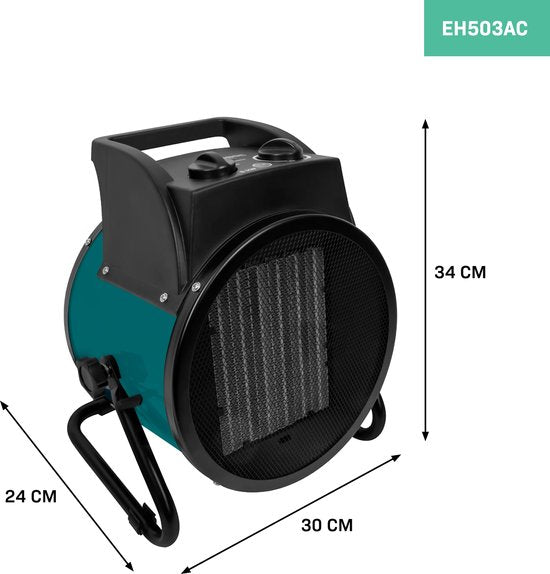VONROC Chauffage électrique - chauffage soufflant - chauffage d'atelier - puissance 400V - 3300W/5000W - céramique - thermostat - pour pièces jusqu'à 48m2