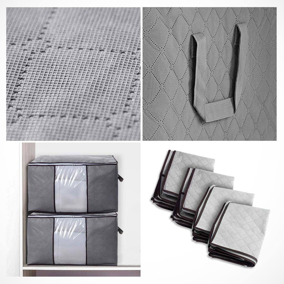 LifeGoods Sac de rangement et d'organisation - 4x 50L - 54x25x39 cm - Textile - Gris