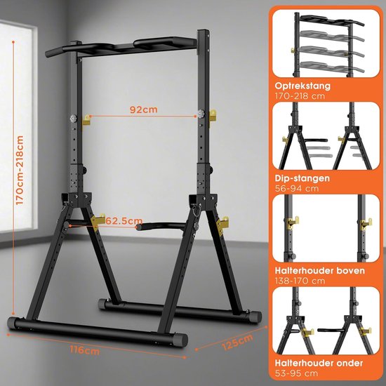 DH FitLife Foldable Power Tower Dip Station | Barre de traction autoportante jusqu'à 150 kg avec barres de traction et supports d'haltères | Power station Power tower | Station de fitness