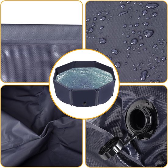 Piscine pliable pour chiens Yaheetech Ø 100 cm - PVC - Antidérapante - Avec brosse/4 rustines - Bleu