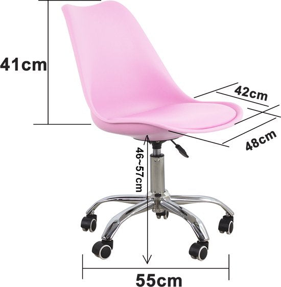 Chaise de bureau rose - réglable en hauteur
