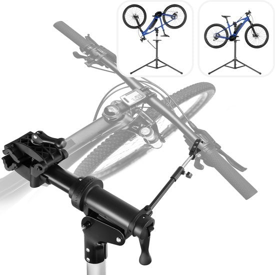 tectake® - Support de réparation de bicyclettes Tristan - Attaches rapides - Tête de serrage - Rotation 360° - Hauteur réglable - Max. 50kg. - Support de montage - Convient aux vélos électriques - 404920