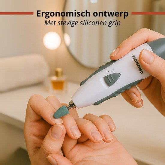 Kit de manucure électrique Grundig 5-en-1 - Kit de manucure pour les mains et les pieds - Appareils de pédicure électriques avec 5 embouts - Kit compact pour la maison et les voyages