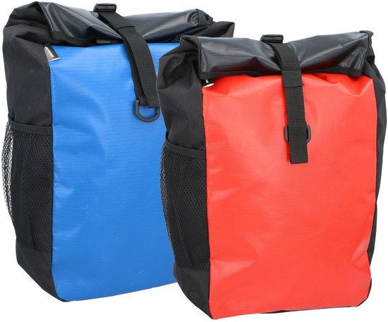 Sac à dos de vélo Dunlop 4-en-1 imperméable - Sac de vélo / sac à dos - 16 L - Sac à main ou sac à bandoulière - Noir / Rouge / Bleu